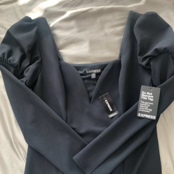 Express Black Mini Dress with Poof Long Sleeves - Picture 4 of 4